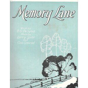 Memory Lane Sheet Music 1924 B.G. De Sylva Spier Conrad Vintage Piano Song